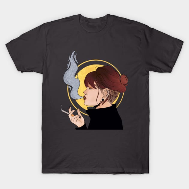 Smoking Lady T-Shirt by tardisgrump